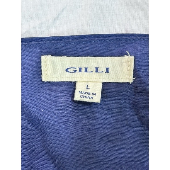 Gilli Vtg Babydoll Top Tank Navy Blue Polka Dots Wmn Lrg Keyhole Y2K - Picture 7 of 12